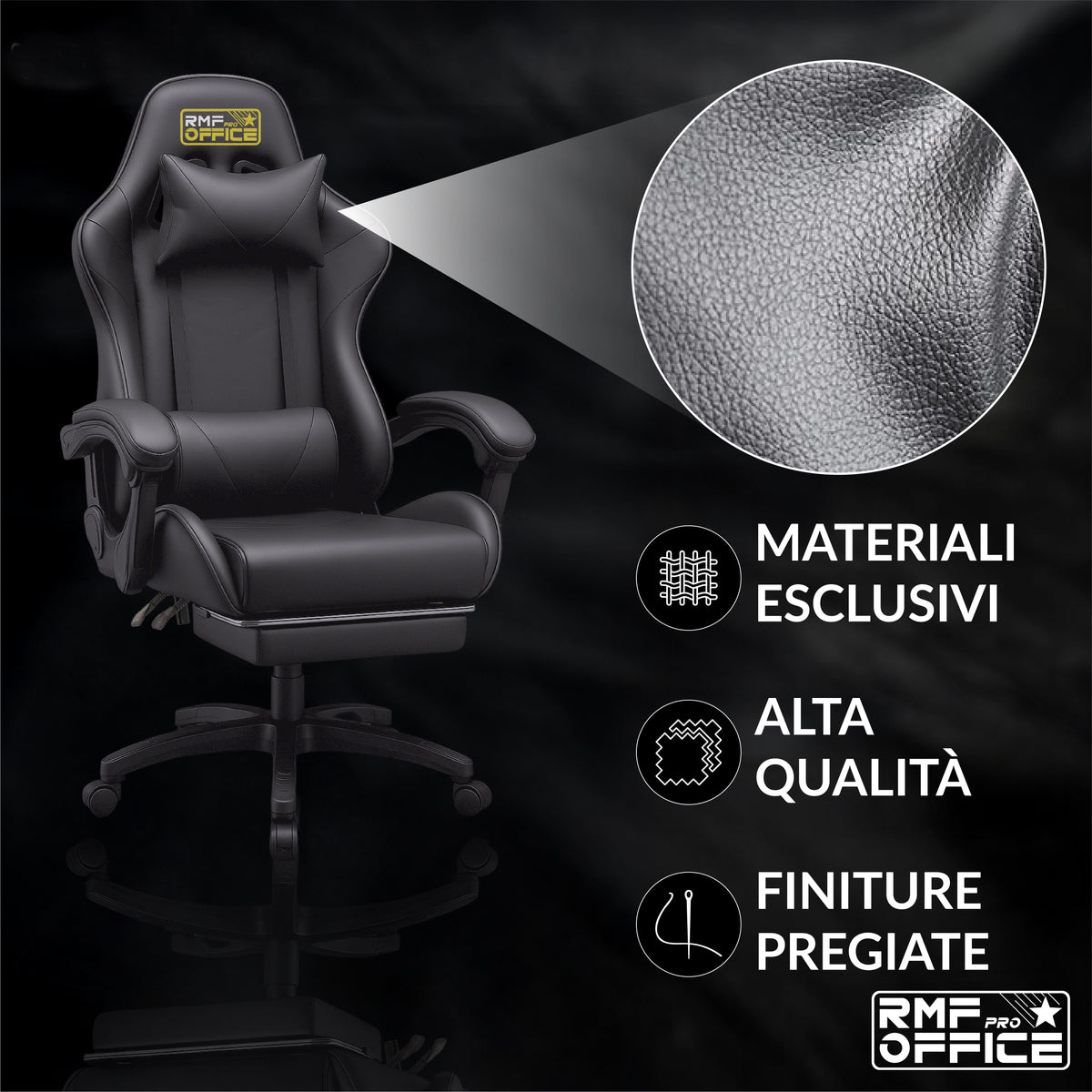 Sedia gaming, regolabile per postazione PC – vista dettagliata 65
