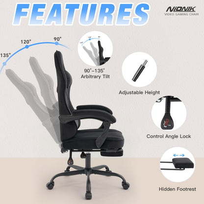 Sedia gaming, velluto per gaming e postazione PC – vista dettagliata 3