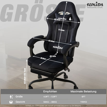 Sedia gaming, velluto per gaming e postazione PC – vista dettagliata 8