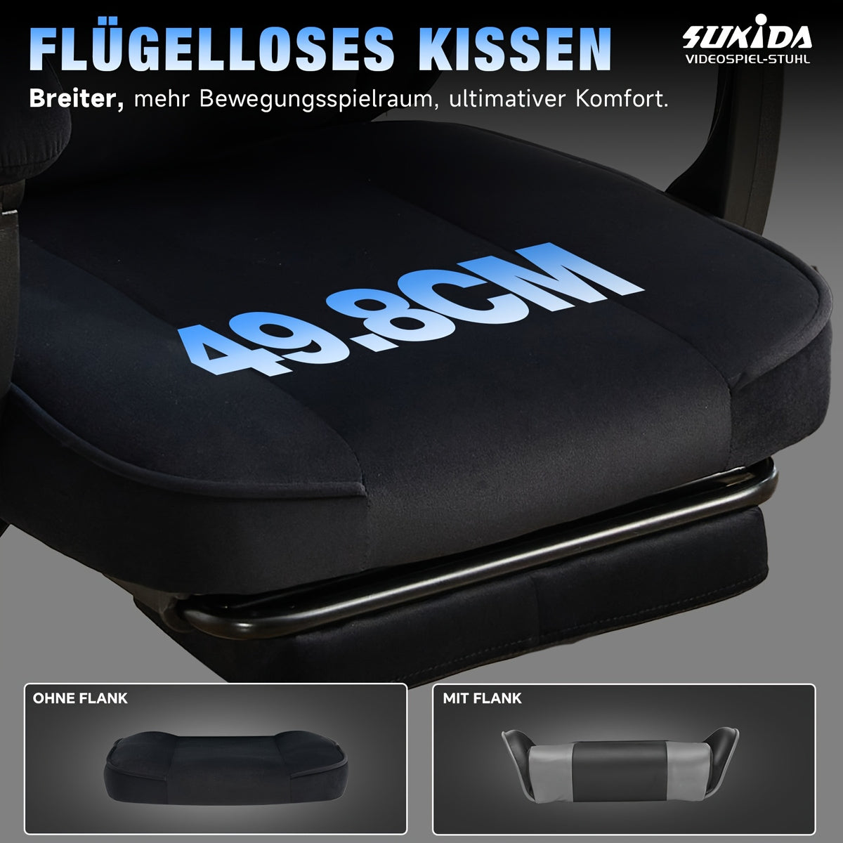 Sedia gaming, velluto per gaming e postazione PC – vista dettagliata 13