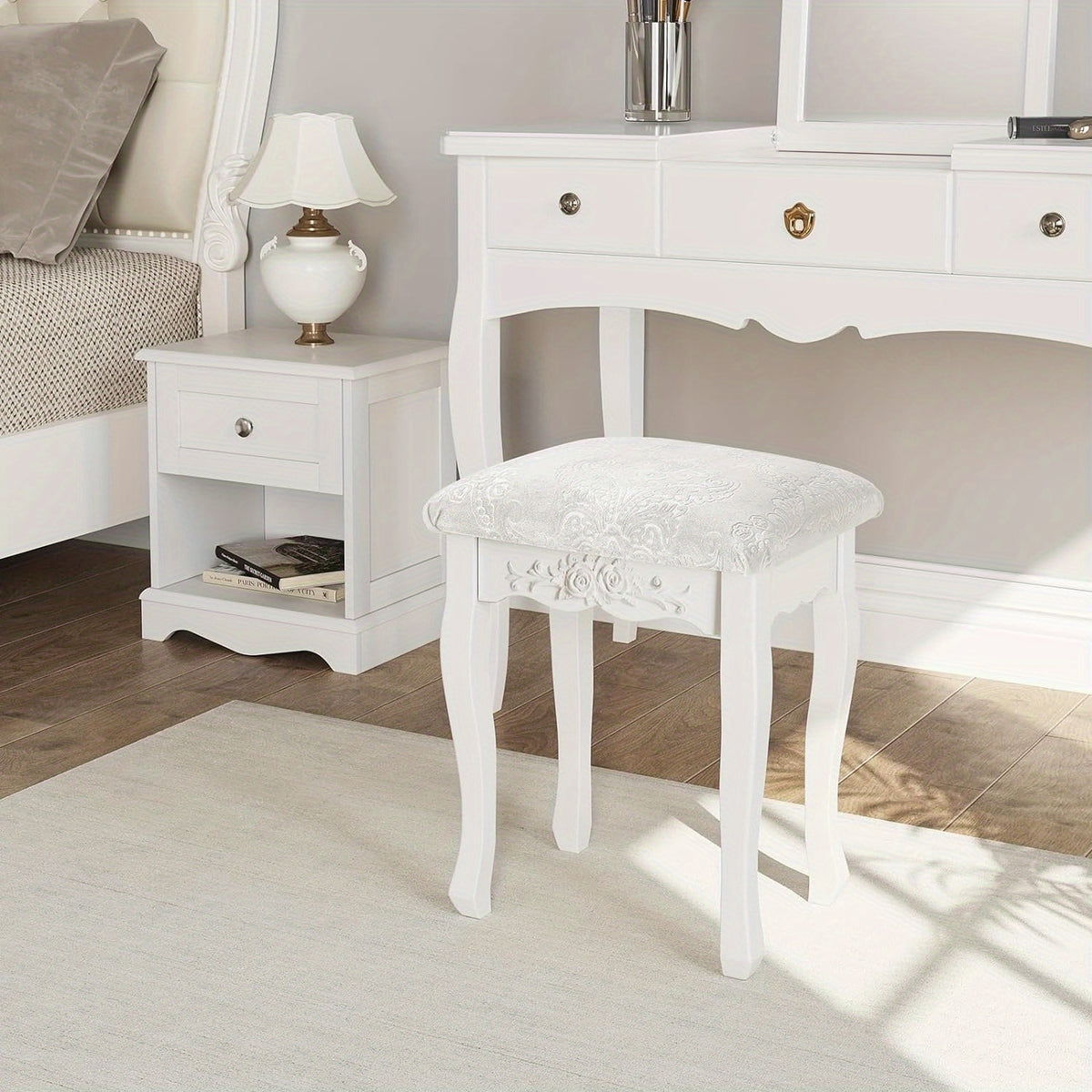 Sedia, Sgabello da Trucco Imbottito Morbido 37X30X50Cm per casa – vista principale