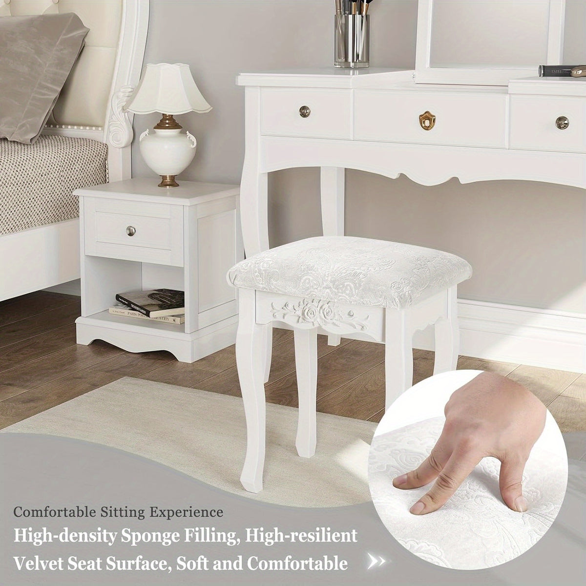 Sedia, Sgabello da Trucco Imbottito Morbido 37X30X50Cm per casa – vista dettagliata 6