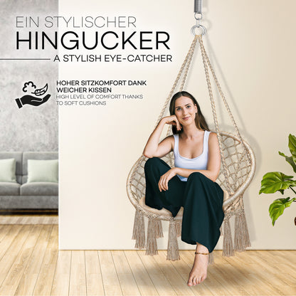 Sedia sospesa, Beige con grande cuscino per balcone – vista dettagliata 13