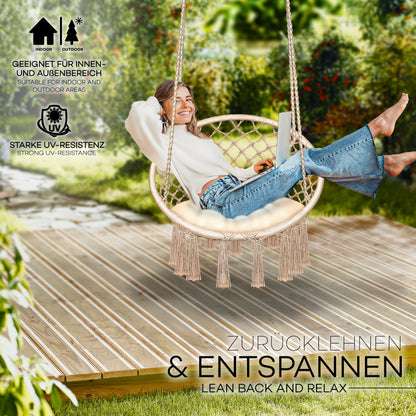 Sedia sospesa, Beige con grande cuscino per balcone – vista dettagliata 14