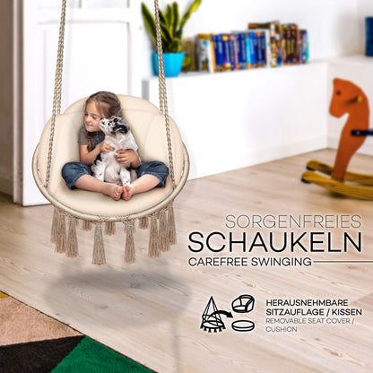 Sedia sospesa, Beige con grande cuscino per balcone – vista dettagliata 45