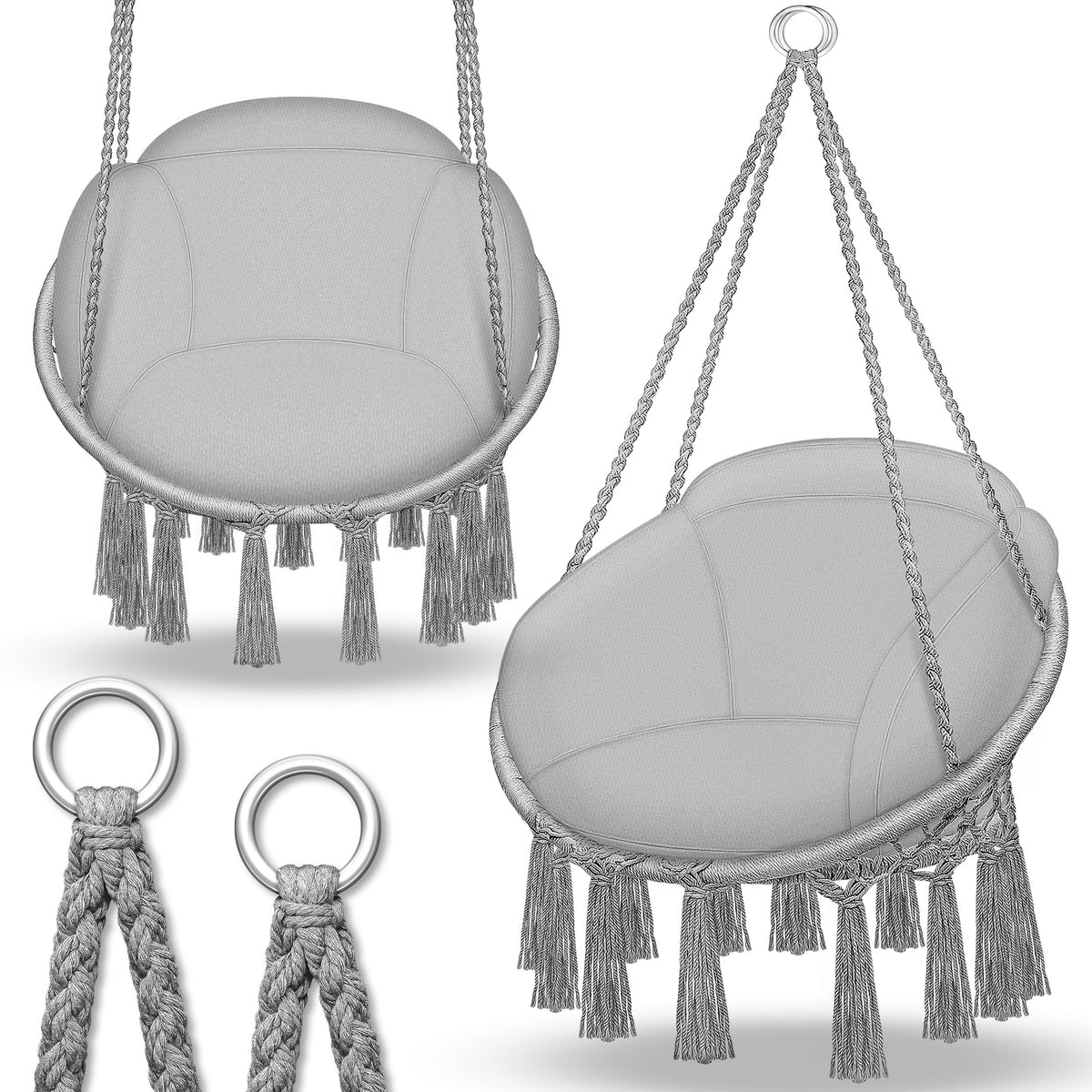 Sedia sospesa, Beige con grande cuscino per balcone – vista dettagliata 48