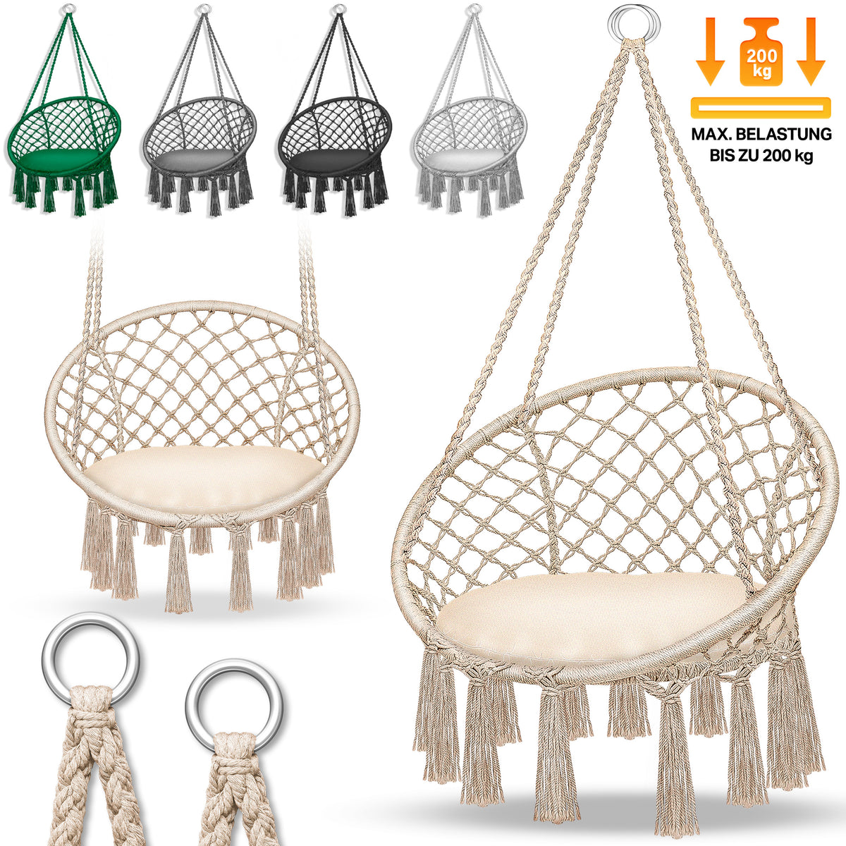 Sedia sospesa, Beige per giardino – vista dettagliata 56
