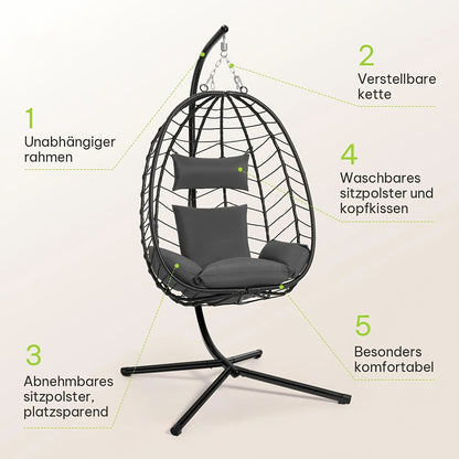 Sedia sospesa, metallo per giardino e balcone – vista dettagliata 4