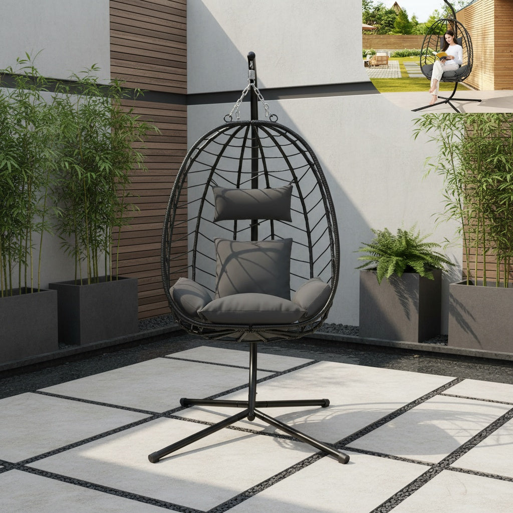 Sedia sospesa, metallo per giardino e balcone – vista dettagliata 6
