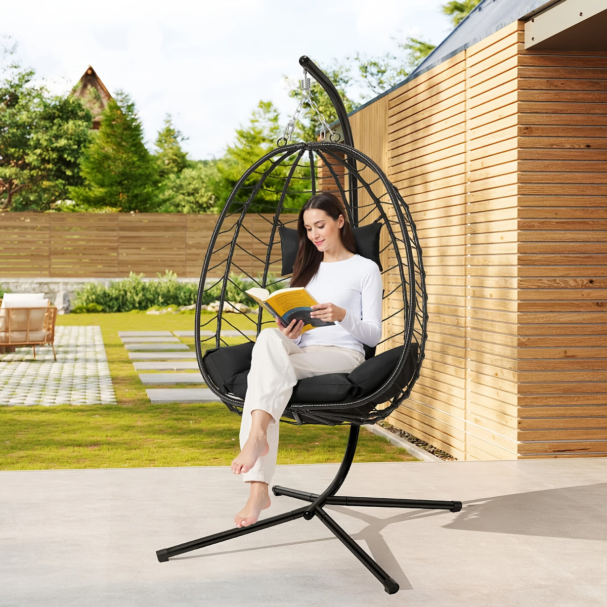 Sedia sospesa, metallo per giardino e balcone – vista dettagliata 9