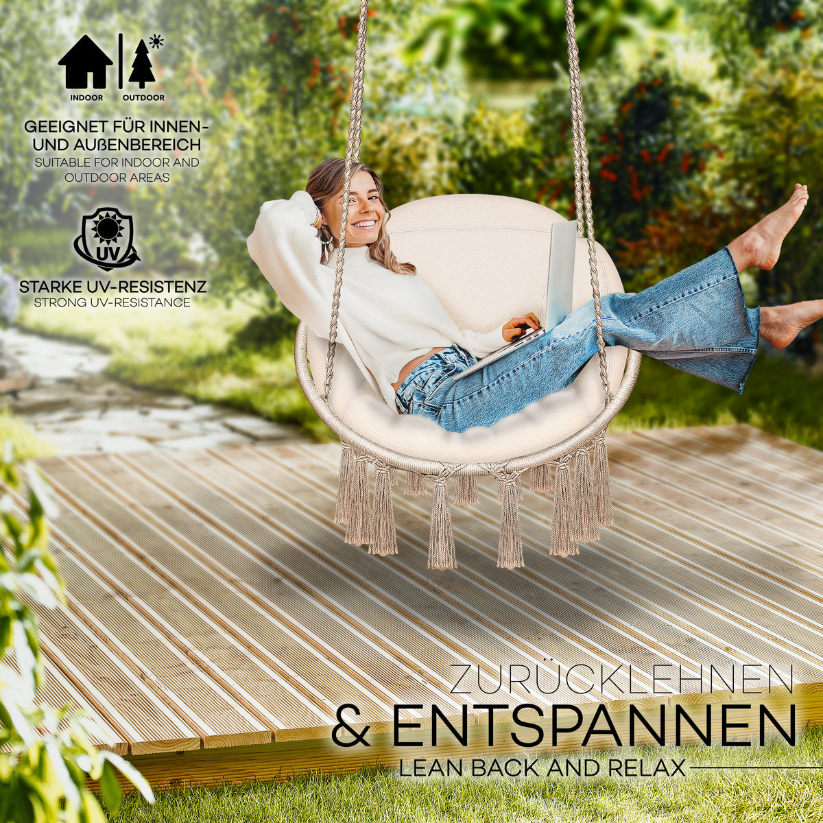 Sedia sospesa, Nero per balcone e giardino – vista dettagliata 40