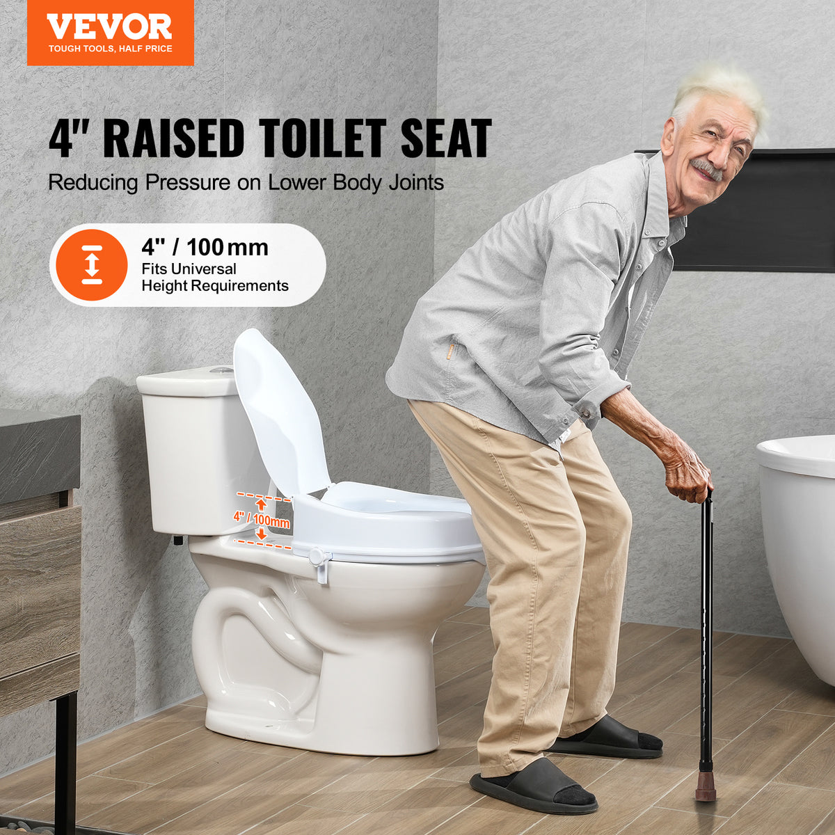 Sedile WC, 4 pollici per Anziani e uso quotidiano – vista dettagliata 6