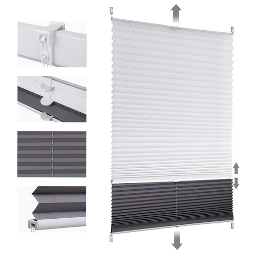 Sekey Tende a pieghe, Bianco semitrasparente + grigio scuro completamente oscurante per giorno e notte – vista principale