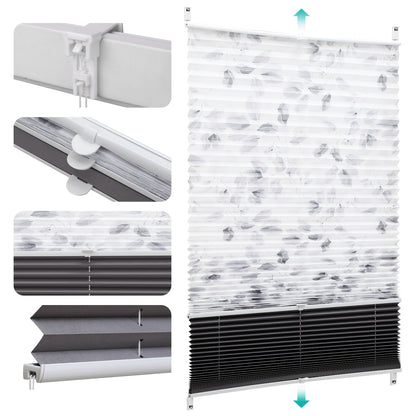 Sekey Tende a pieghe, Bianco semitrasparente + grigio scuro completamente oscurante per giorno e notte – vista dettagliata