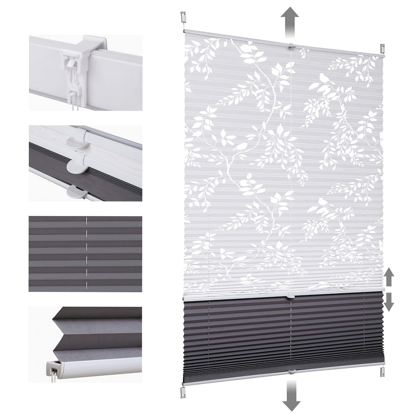 Sekey Tende a pieghe, Bianco semitrasparente + grigio scuro completamente oscurante per giorno e notte – vista dettagliata 37