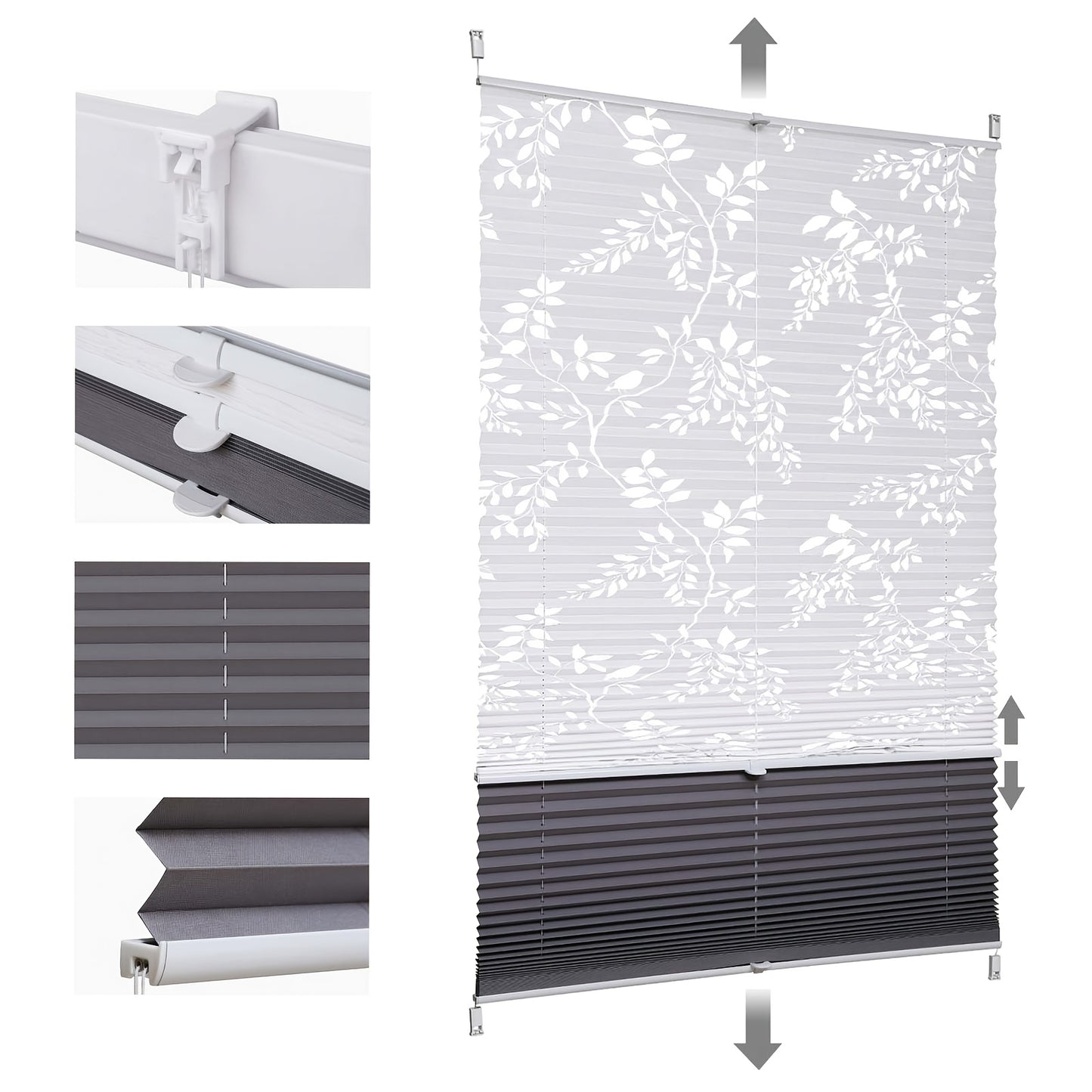 Sekey Tende a pieghe, Bianco semitrasparente + grigio scuro completamente oscurante per giorno e notte – vista dettagliata 43