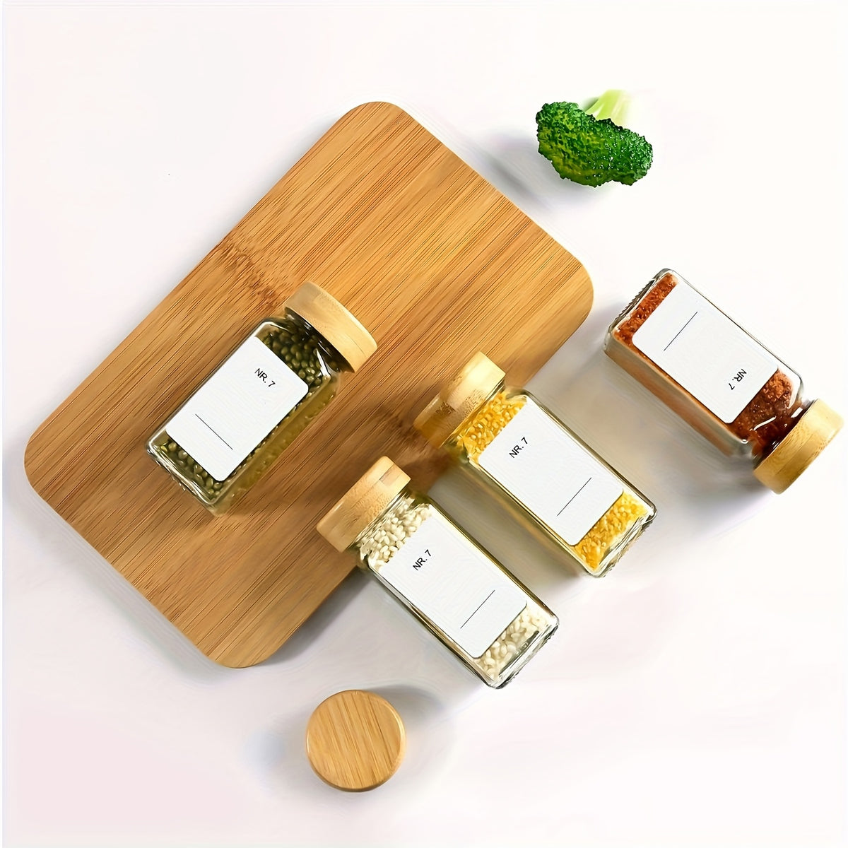Set di barattoli per spezie, Coperchio In Bambù per cucina – vista dettagliata 2