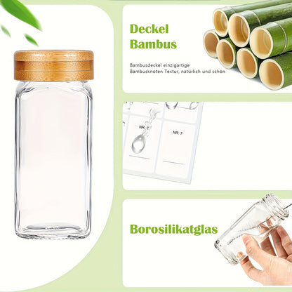 Set di barattoli per spezie, Coperchio In Bambù per cucina – vista dettagliata 4