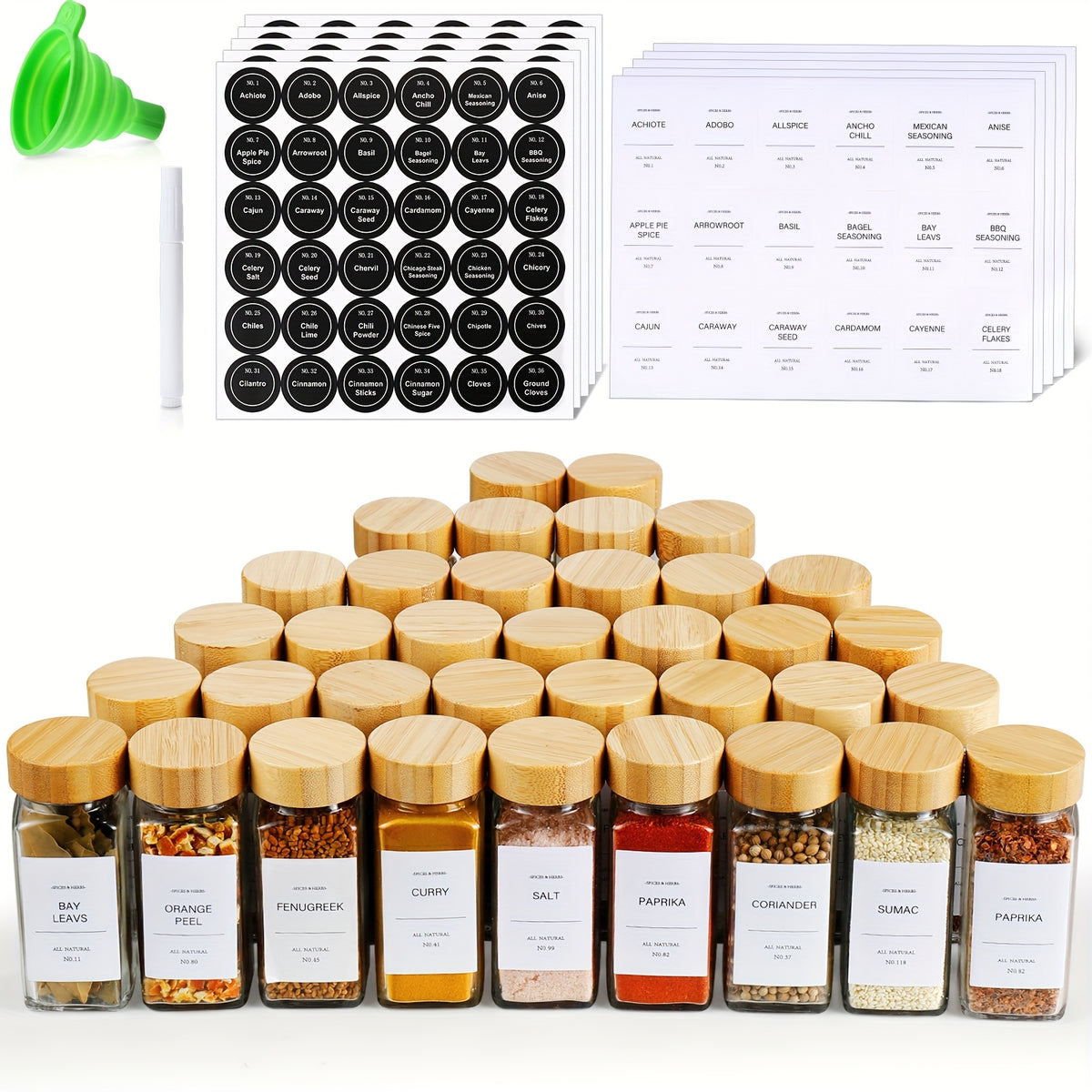 Set di barattoli per spezie, pieghevole per zona pranzo e Spezie con Etichette – vista principale