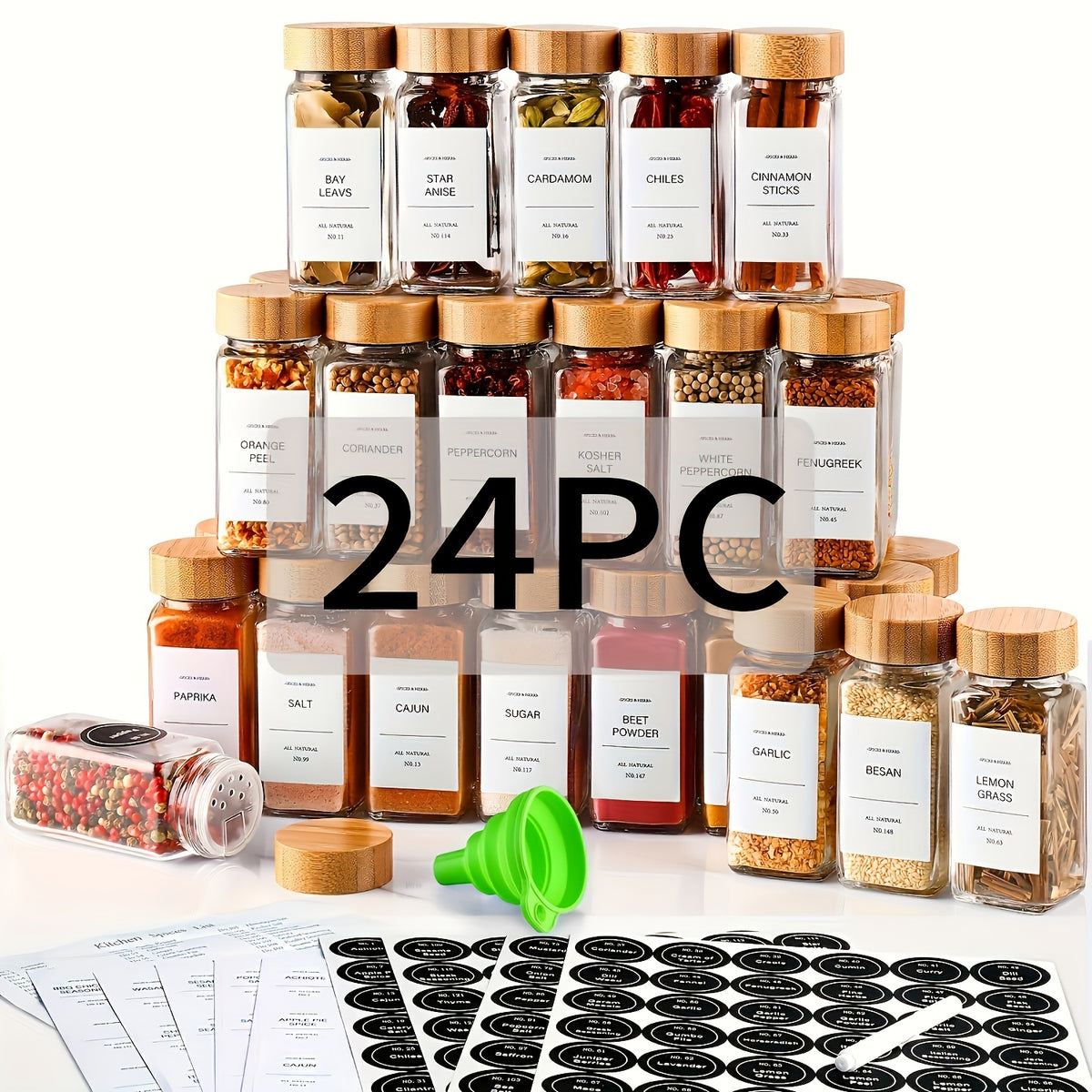 Set di barattoli per spezie, pieghevole per zona pranzo e Spezie con Etichette – vista dettagliata 6