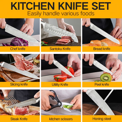 Set di coltelli da cucina, legno per cucina e zona pranzo – vista principale
