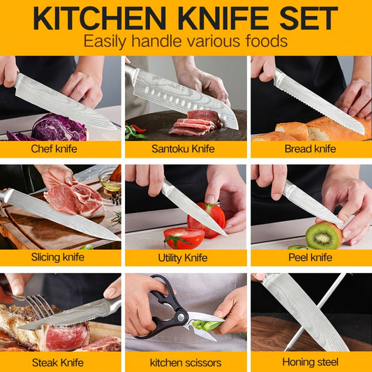 Set di coltelli da cucina, legno per cucina e zona pranzo – vista principale