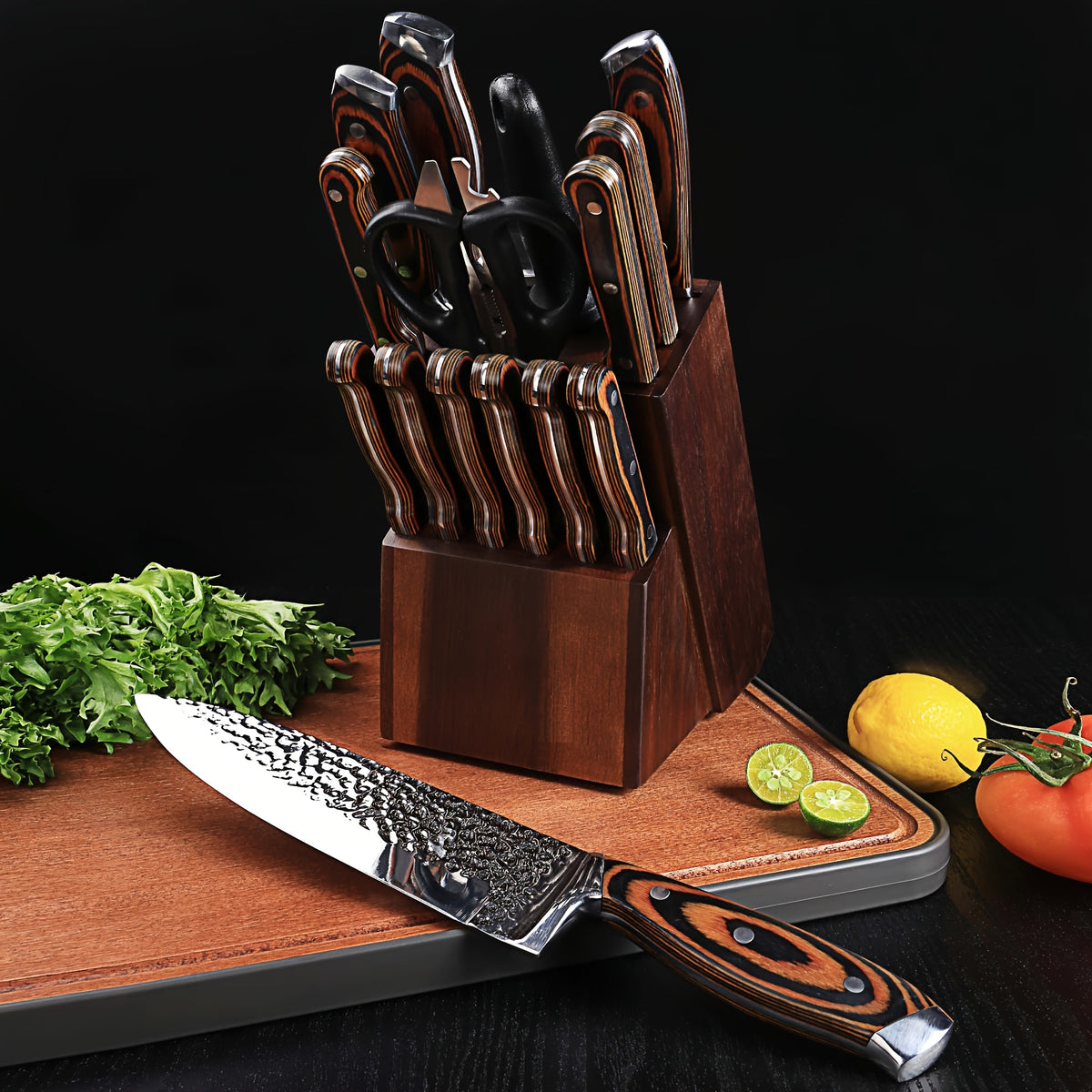 Set di coltelli, legno per cucina e zona pranzo – vista dettagliata 9