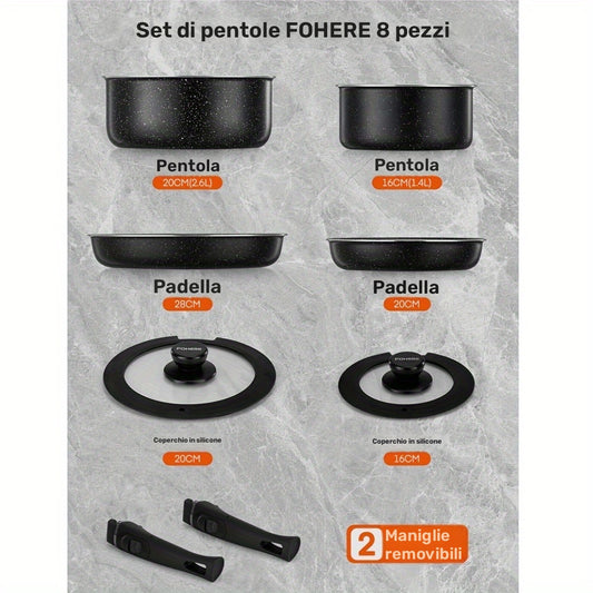 Set di pentole, 8 pezzi per tutti i piani cottura e uso quotidiano – vista principale