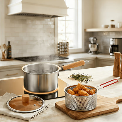 Set di pentole, Pentola + Cestello per Friggere + Coperchio per Noodles e Friggere – vista dettagliata 2