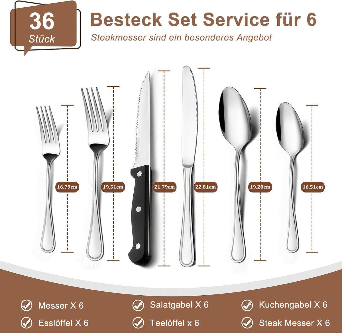 Set di posate, lavabile in lavastoviglie per cucina – vista dettagliata 13