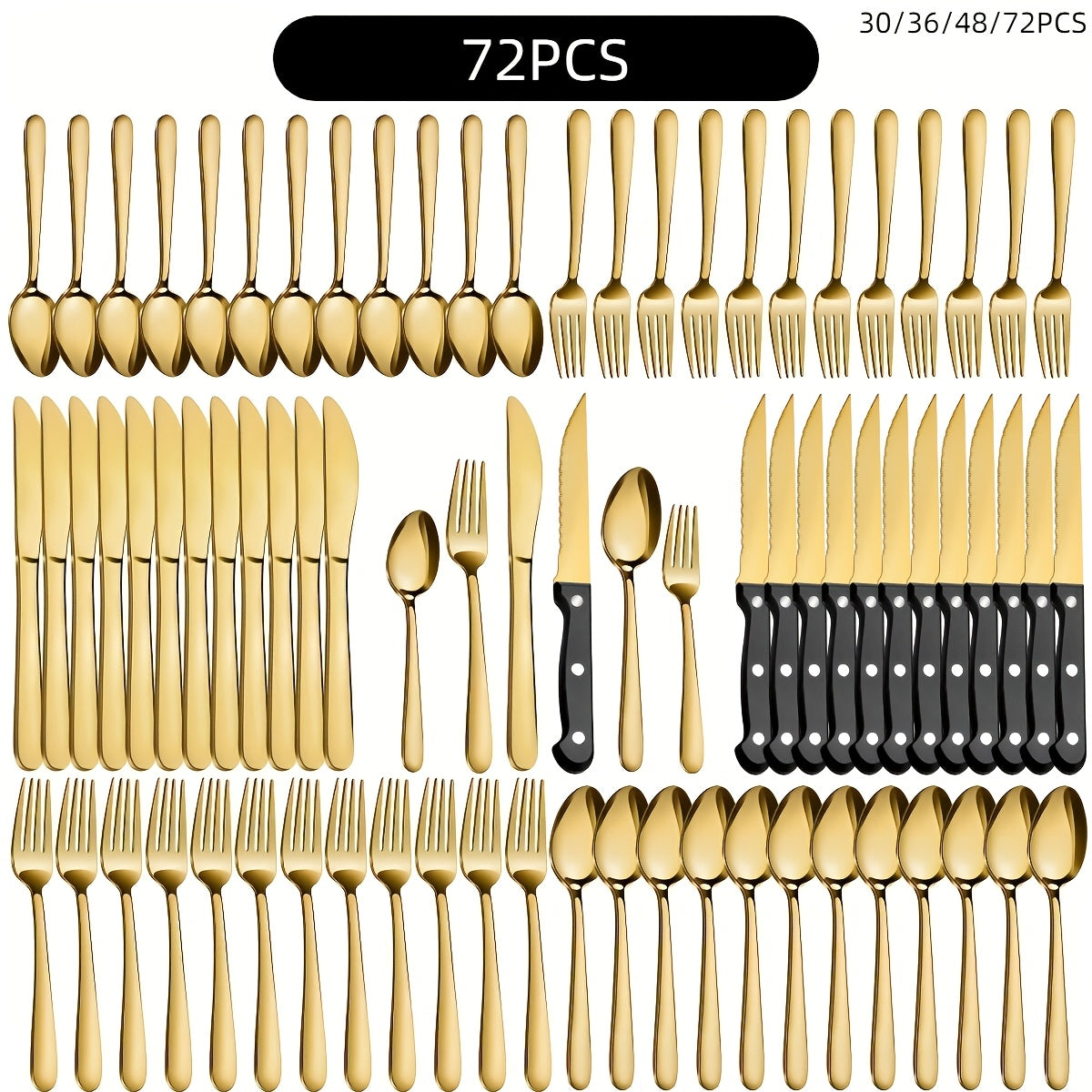 Set di stoviglie, 72 Pezzi, Dorato per cucina e zona pranzo – vista principale