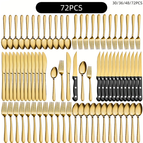 Set di stoviglie, 72 Pezzi, Dorato per cucina e zona pranzo – vista principale