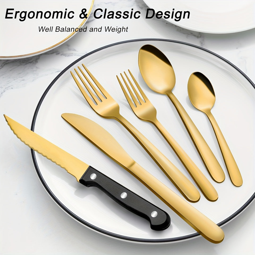 Set di stoviglie, 72 Pezzi, Dorato per cucina e zona pranzo – vista dettagliata 2