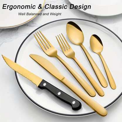 Set di stoviglie, 72 Pezzi, Dorato per cucina e zona pranzo – vista dettagliata 2
