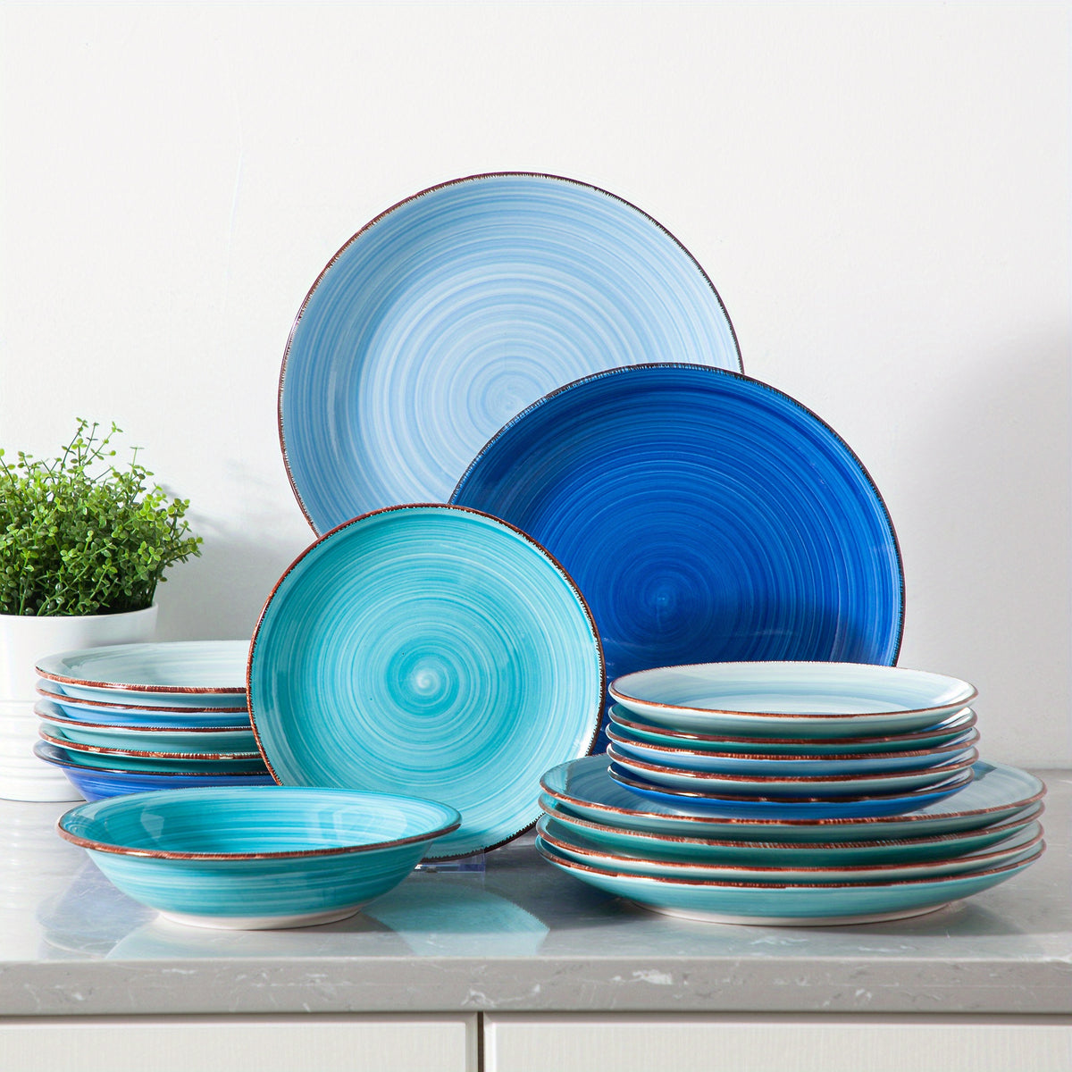 Set di stoviglie, Blu Assortiti per cucina e zona pranzo – vista principale