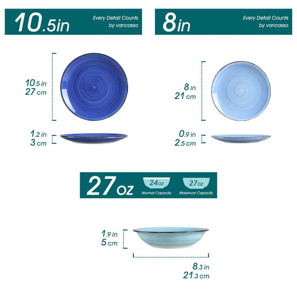 Set di stoviglie, Blu Assortiti per cucina e zona pranzo – vista dettagliata 4