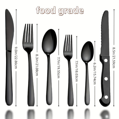 Set di stoviglie, Colore: nero, Quantità: 72 pezzi per cucina e zona pranzo – vista dettagliata 4