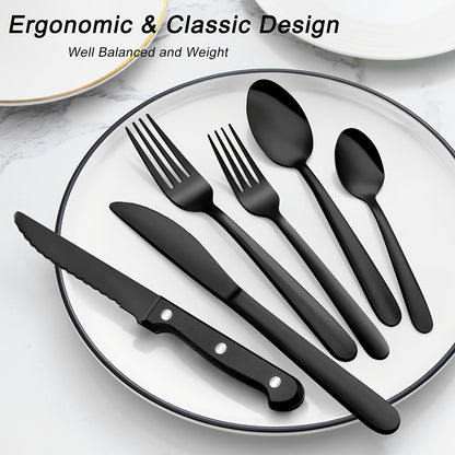 Set di stoviglie, Colore: nero, Quantità: 72 pezzi per cucina e zona pranzo – vista dettagliata 5