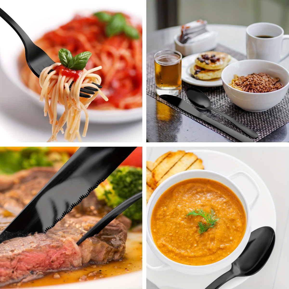 Set di stoviglie, Colore: nero, Quantità: 72 pezzi per cucina e zona pranzo – vista dettagliata 6