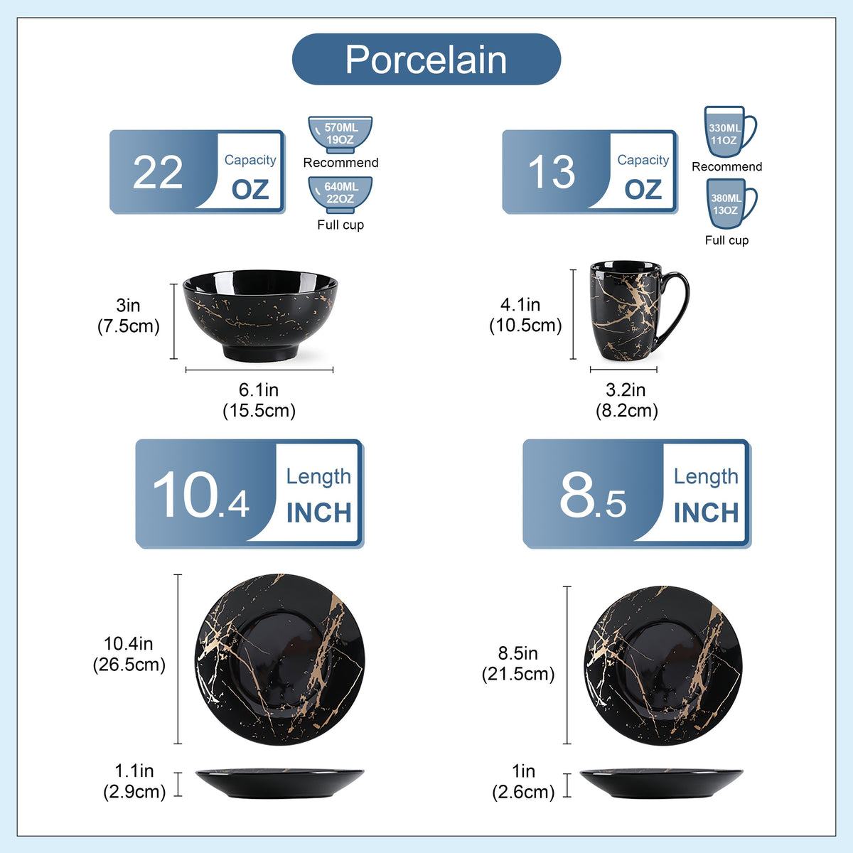 Set di stoviglie, lavabile in lavastoviglie e adatto a microonde per zona pranzo e cucina – vista dettagliata 3