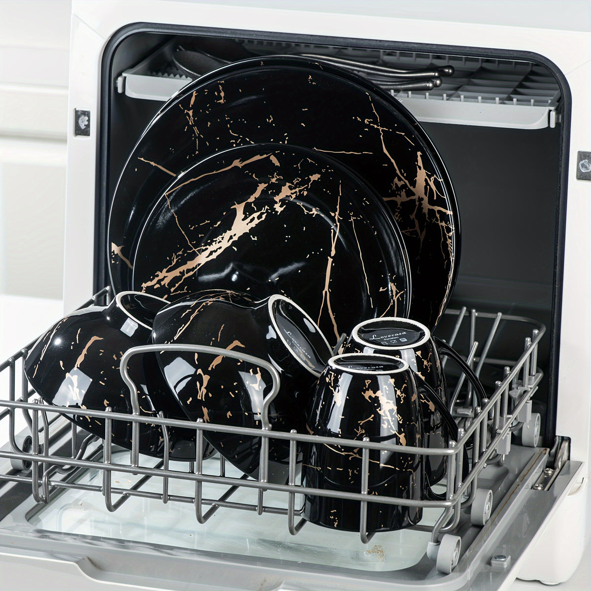 Set di stoviglie, lavabile in lavastoviglie e adatto a microonde per zona pranzo e cucina – vista dettagliata 5