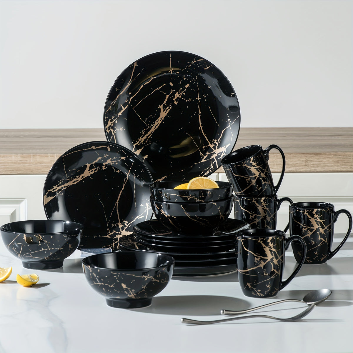 Set di stoviglie, lavabile in lavastoviglie e adatto a microonde per zona pranzo e cucina – vista dettagliata 9