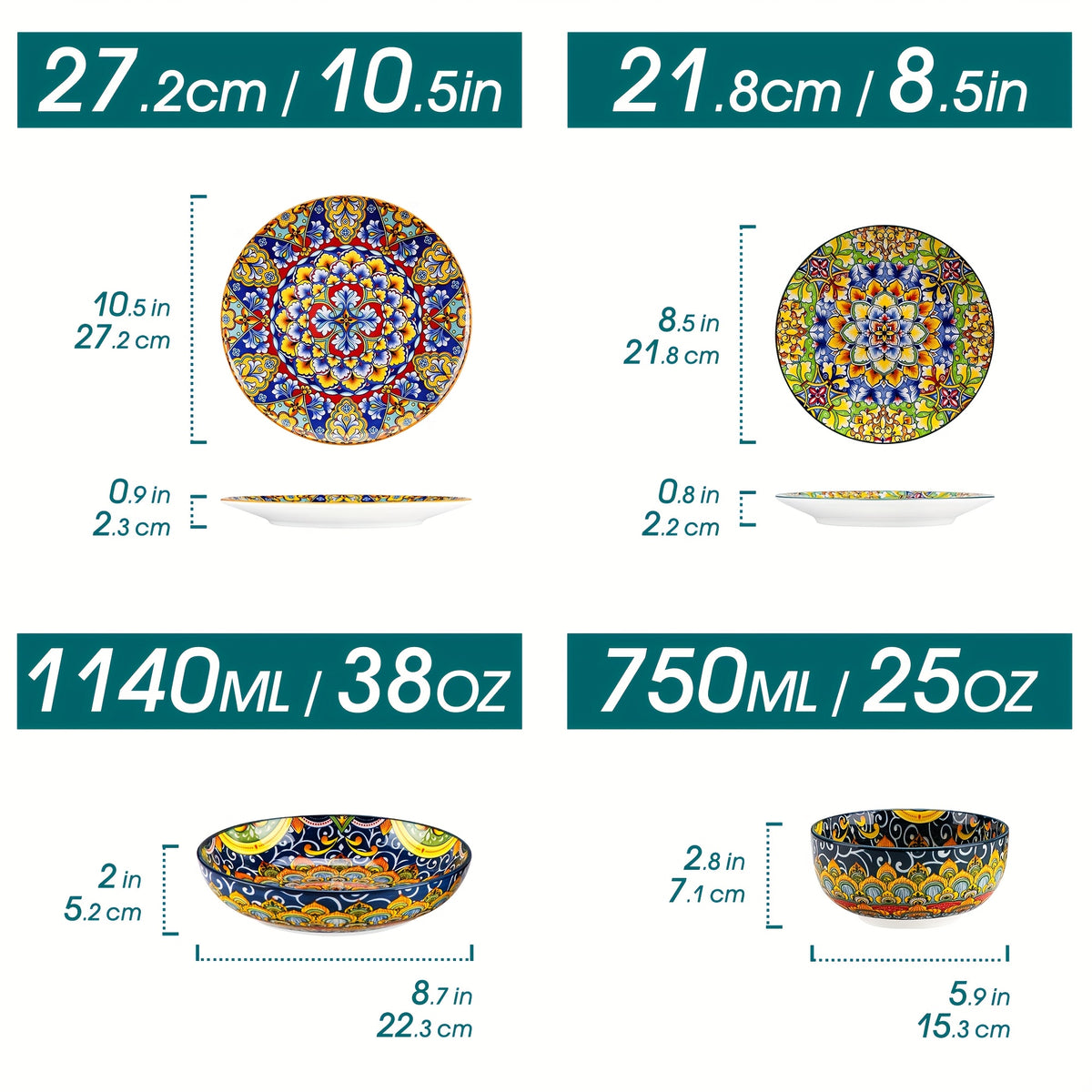 Set di stoviglie, Mixcolor 24 Pezzi per cucina e zona pranzo – vista dettagliata 2