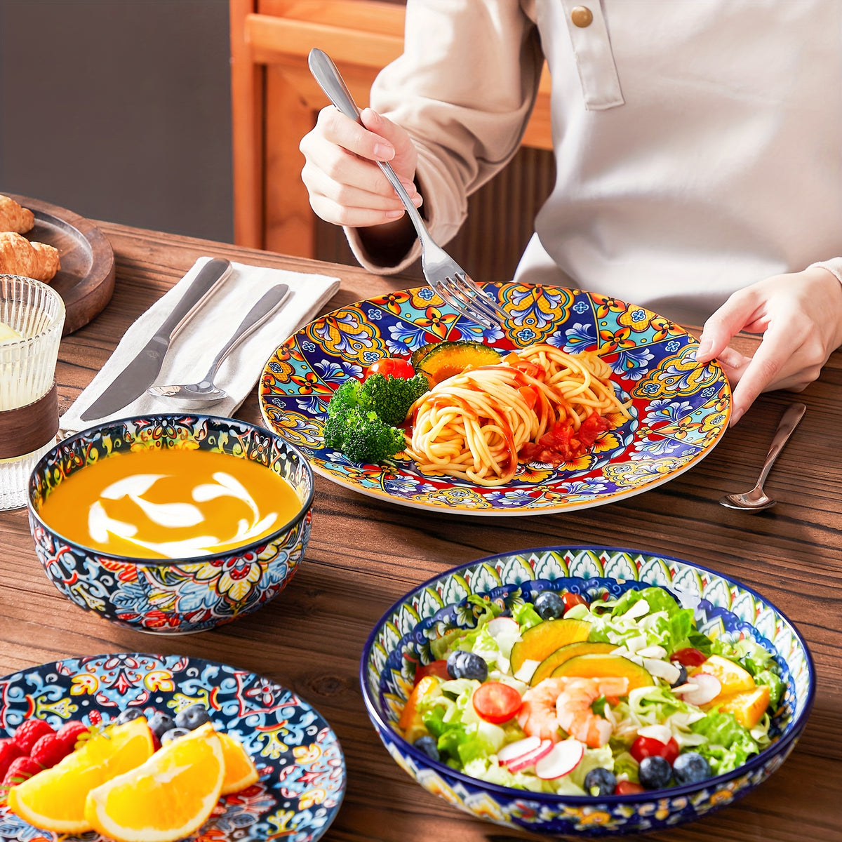 Set di stoviglie, Mixcolor 24 Pezzi per cucina e zona pranzo – vista dettagliata 8