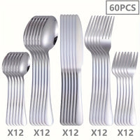 Set di Posate in Acciaio Inossidabile Argento da 60 pezzi