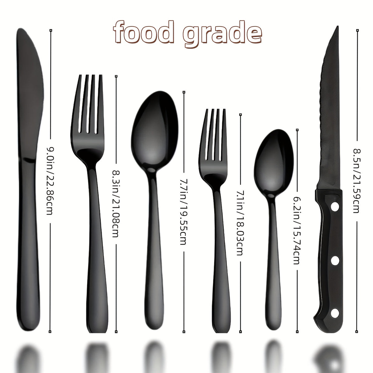 Set di stoviglie, Trentasei articoli in nero per cucina e zona pranzo – vista dettagliata 3