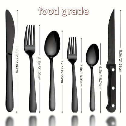 Set di stoviglie, Trentasei articoli in nero per cucina e zona pranzo – vista dettagliata 3