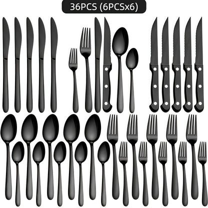 Set di stoviglie, Trentasei articoli in nero per cucina e zona pranzo – vista dettagliata 11