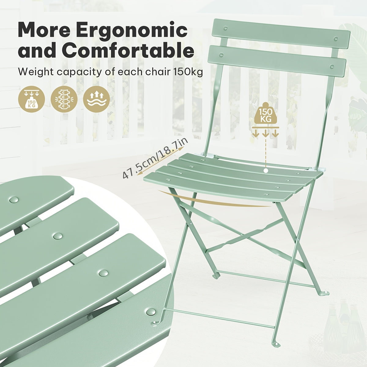 Set mobili da giardino, pieghevole per giardino e balcone – vista dettagliata 2