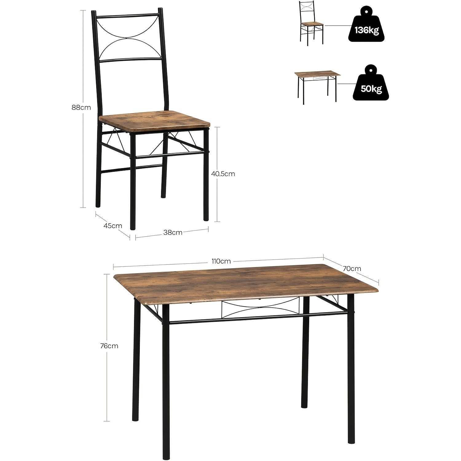 Set tavolo e sedie, Bianco per uso quotidiano e zona giorno – vista dettagliata 4